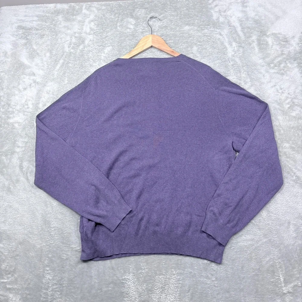Polo Ralph Lauren Sweater Mens XL Purple V-Neck 100% Pima Cotton Pony Logo